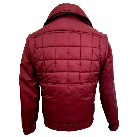 VTG 80s Deep North Puffer Jacket Mens sz S Burgundy Maroon Winter Quilted - Picture 7 of 7